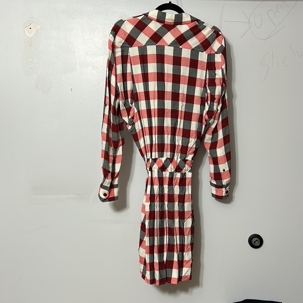 rag & bone Checkered Red and White Midi Dress - Picture 4 of 6
